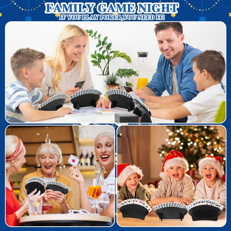Shappy 4 Pack Playing Card Holder for Kids Adults Hands Free Card Holder for Family Nights Canasta Poker Game Parties(Black) - Image 4